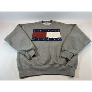 Las Vegas Sweatshirt Women's Medium Jerzees Crewneck Tommy Hilfiger Logo Vintage